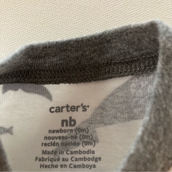 Baby Boy Newborn Whale Bodysuit & Terry Pants Set Outfit Blue Grey White - Picture 5 of 7